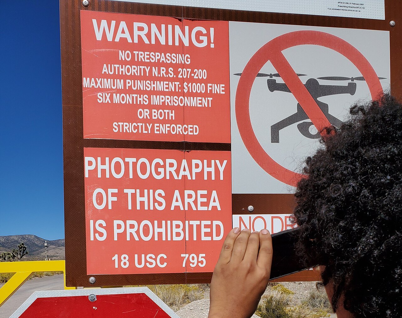No Photography sign at Area 51 gate