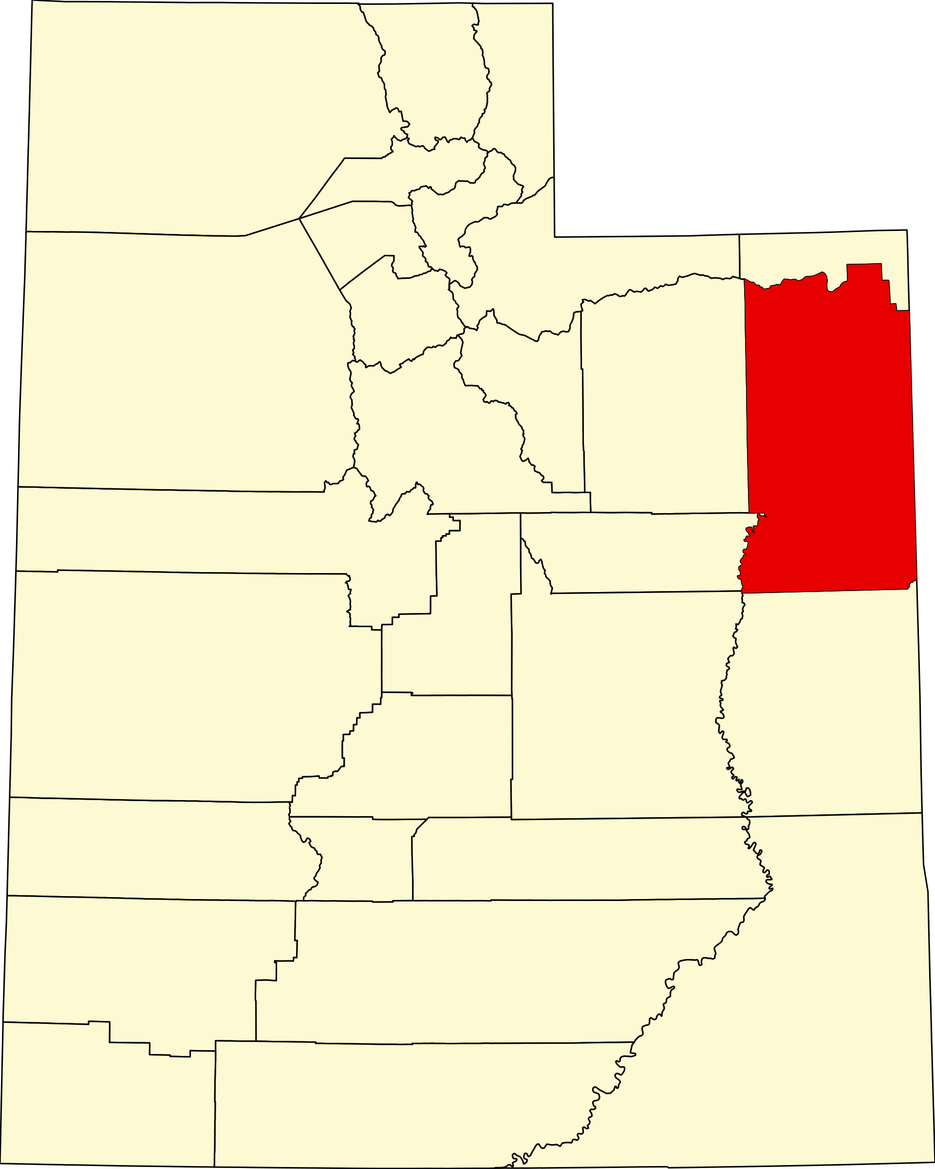 Map of Utah with Uintah County highlighted